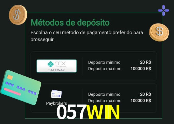 O cassino 057WIN oferece uma grande variedade de métodos de pagamento